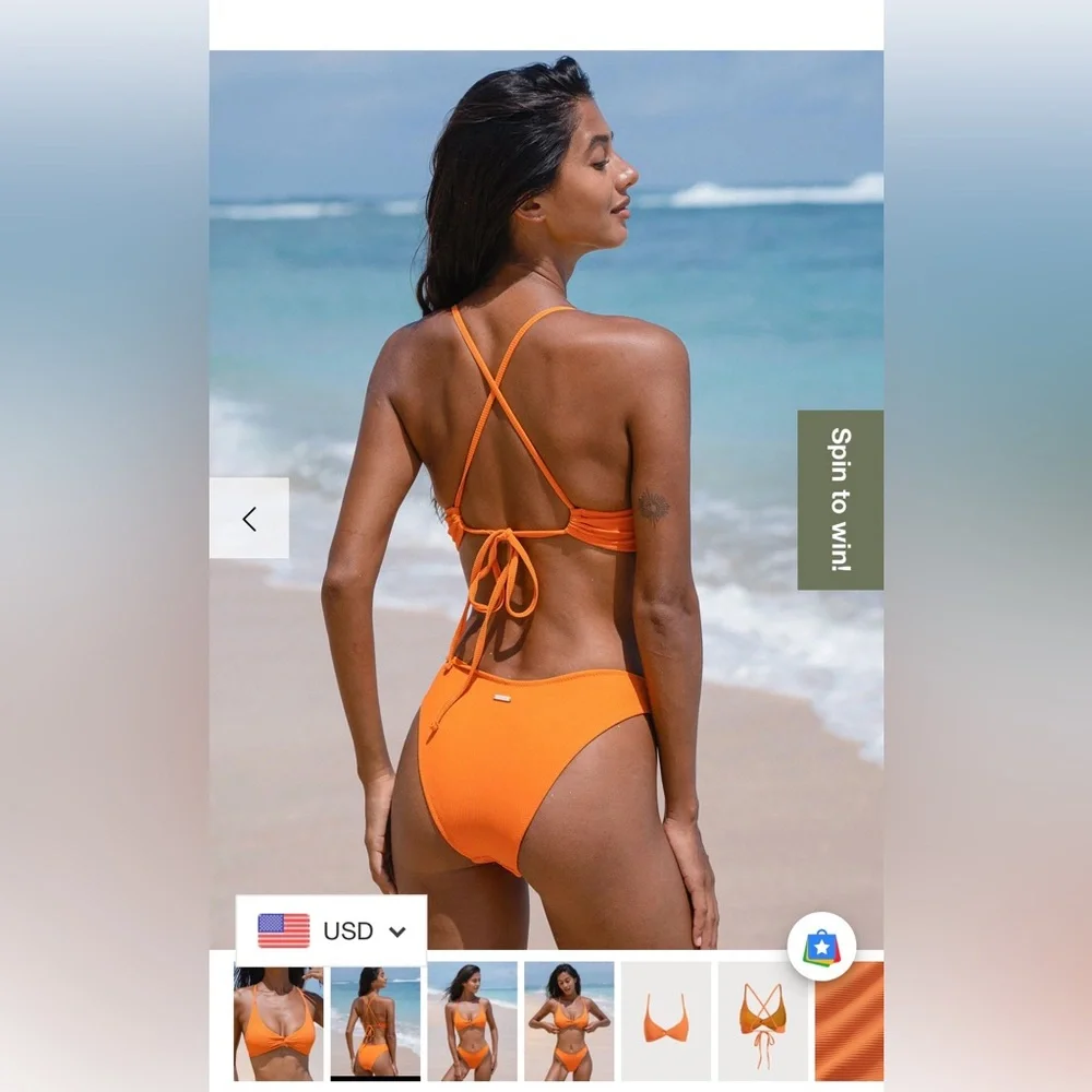 XS Orange Twist Backless Bikini Set by Berlook